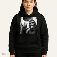 Funny Sasquatch Bigfoot Rock On Selfie With Ufo Alien Hoodie thumb 5