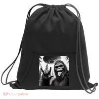 Funny Sasquatch Bigfoot Rock On Selfie With Ufo Alien Sweatshirt Cinch Pack Bag thumb 0