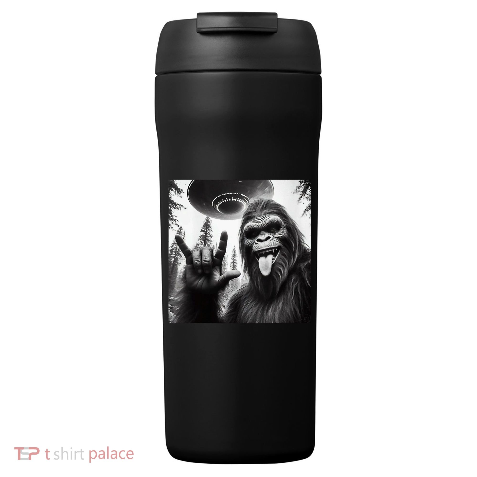 Funny Sasquatch Bigfoot Rock On Selfie With Ufo Alien 24oz Duet Stainless Steel Tumbler