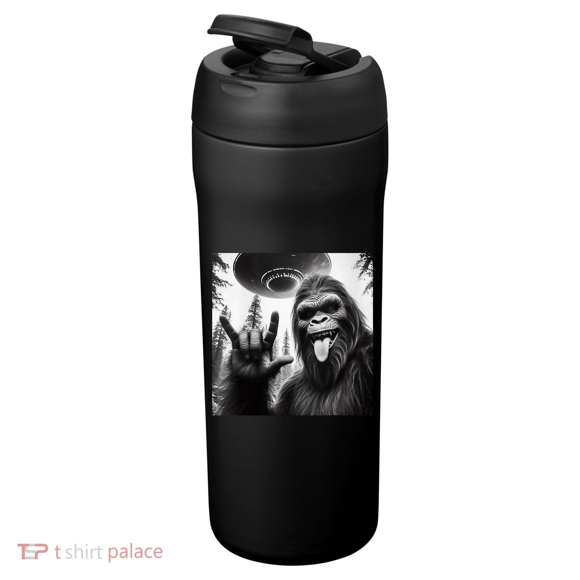 Funny Sasquatch Bigfoot Rock On Selfie With Ufo Alien 24oz Duet Stainless Steel Tumbler