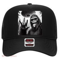 Funny Sasquatch Bigfoot Rock On Selfie With Ufo Alien Hat thumb 0