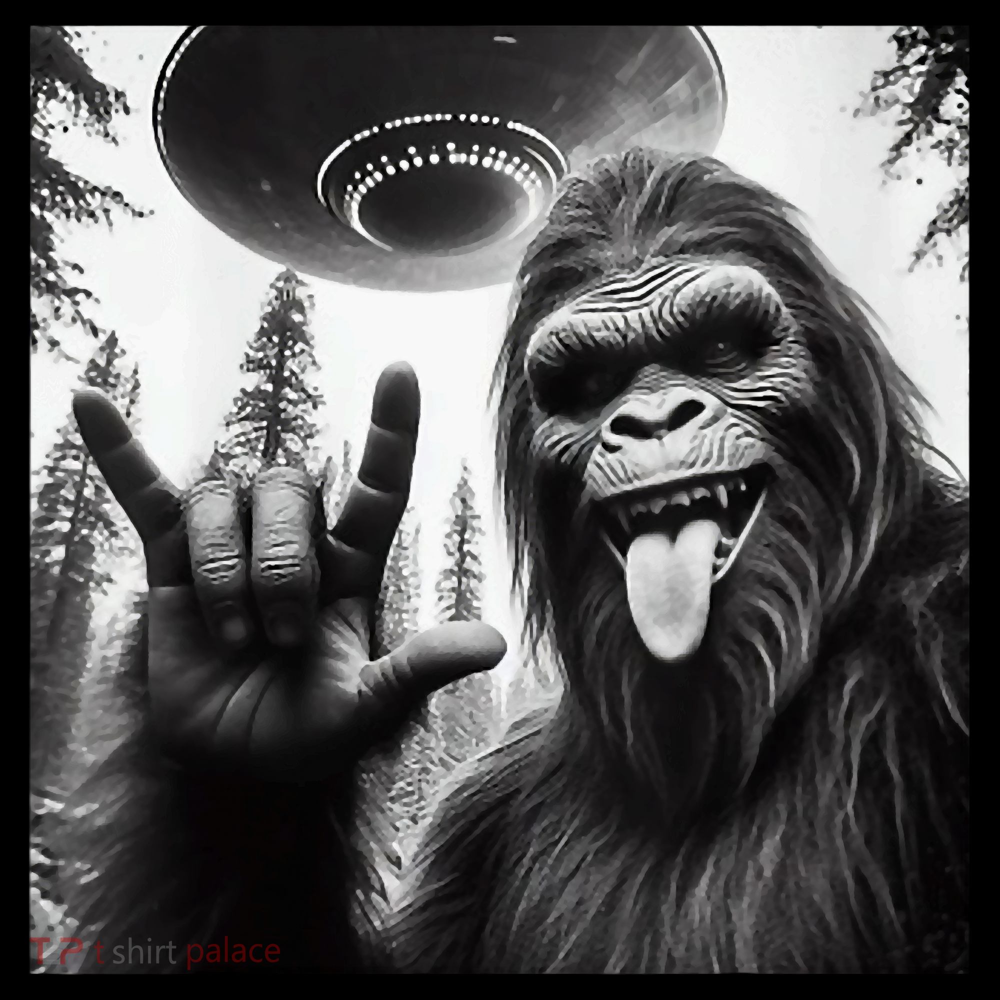 Funny Sasquatch Bigfoot Rock On Selfie With Ufo Alien Kids Colorblock Raglan Jersey