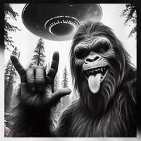 Funny Sasquatch Bigfoot Rock On Selfie With Ufo Alien Toddler Fine Jersey T-Shirt thumb 2