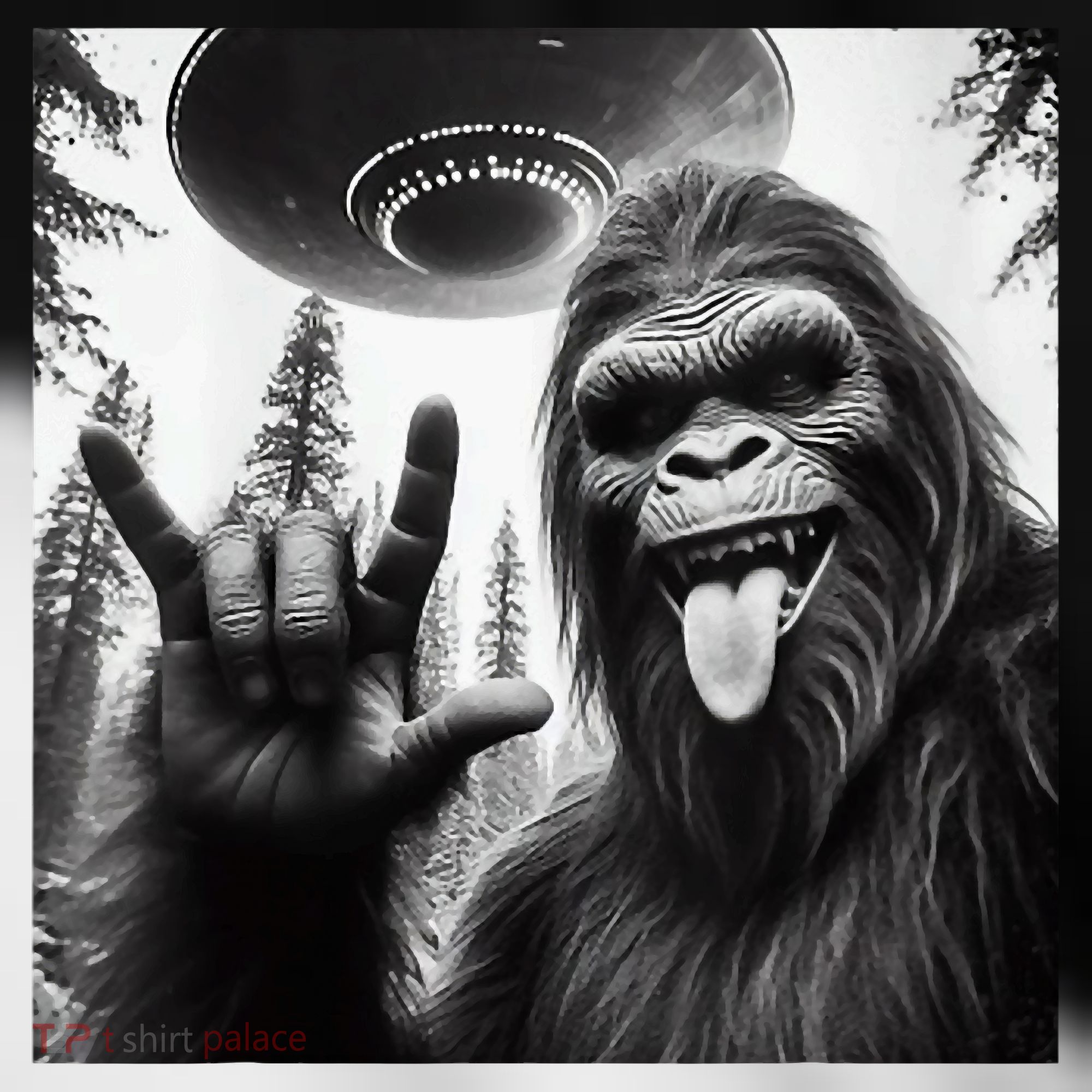 Funny Sasquatch Bigfoot Rock On Selfie With Ufo Alien Toddler Fine Jersey T-Shirt