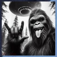 Funny Sasquatch Bigfoot Rock On Selfie With Ufo Alien Raglan Baseball Sleeve Shirt thumb 2