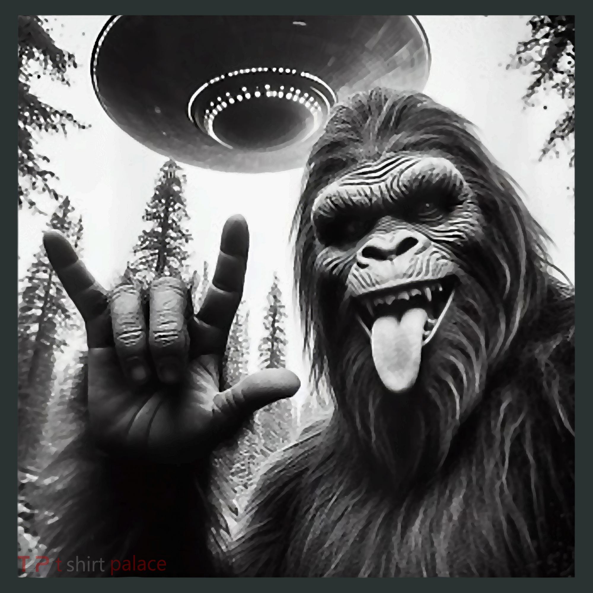 Funny Sasquatch Bigfoot Rock On Selfie With Ufo Alien Infant Baby Jersey Bodysuit
