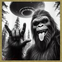 Funny Sasquatch Bigfoot Rock On Selfie With Ufo Alien Garment-Dyed Women's Muscle Tee thumb 6