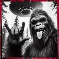 Funny Sasquatch Bigfoot Rock On Selfie With Ufo Alien Women's Flannel Plaid Pajama Pants thumb 2