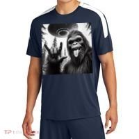 Funny Sasquatch Bigfoot Rock On Selfie With Ufo Alien Soccer Jersey thumb 0