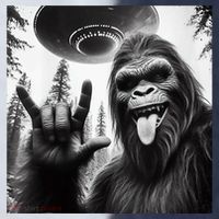 Funny Sasquatch Bigfoot Rock On Selfie With Ufo Alien Soccer Jersey thumb 4