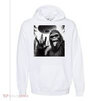 Funny Sasquatch Bigfoot Rock On Selfie With Ufo Alien Comfort Colors Garment-Dyed Hooded Sweatshirt thumb 0