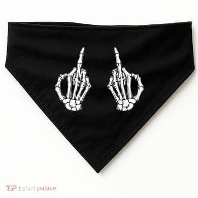 Funny Skeleton Bones Middle Finger Hands USA-Made Doggie Bandana