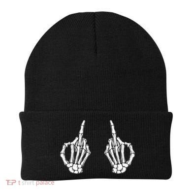 Funny Skeleton Bones Middle Finger Hands Beanie