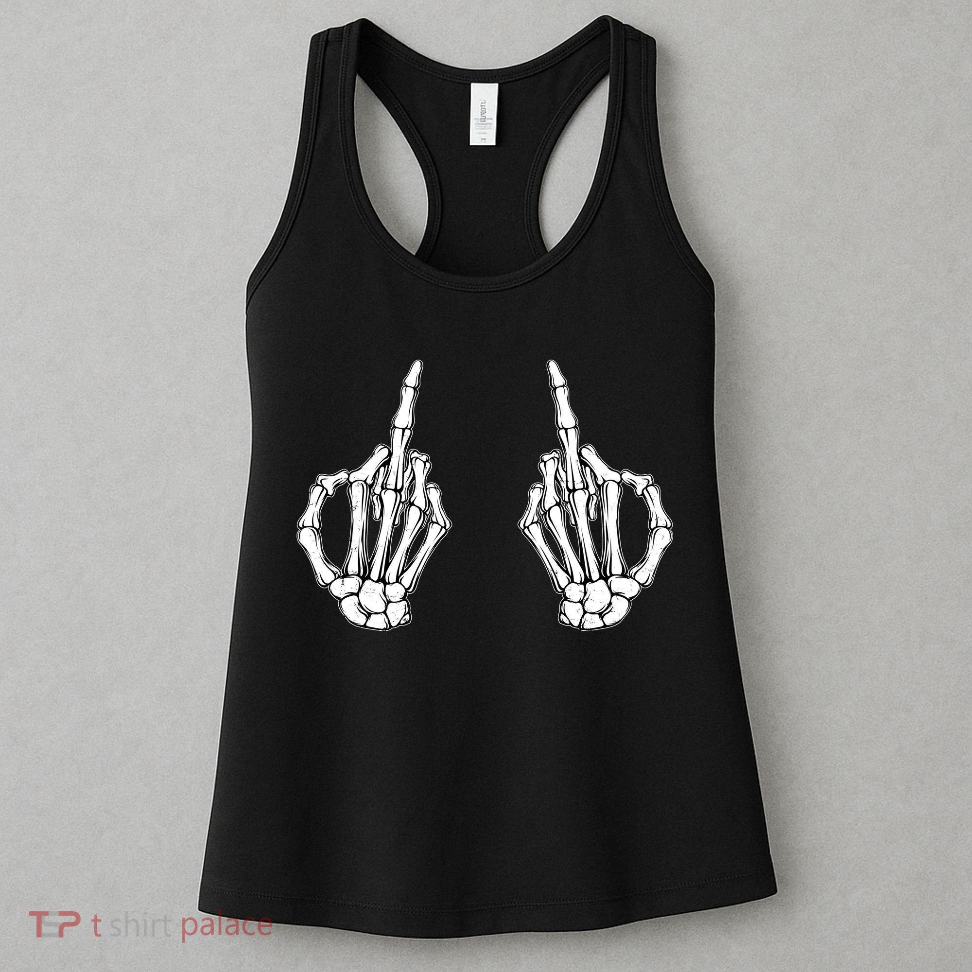 Funny Skeleton Bones Middle Finger Hands Women's Tank Top