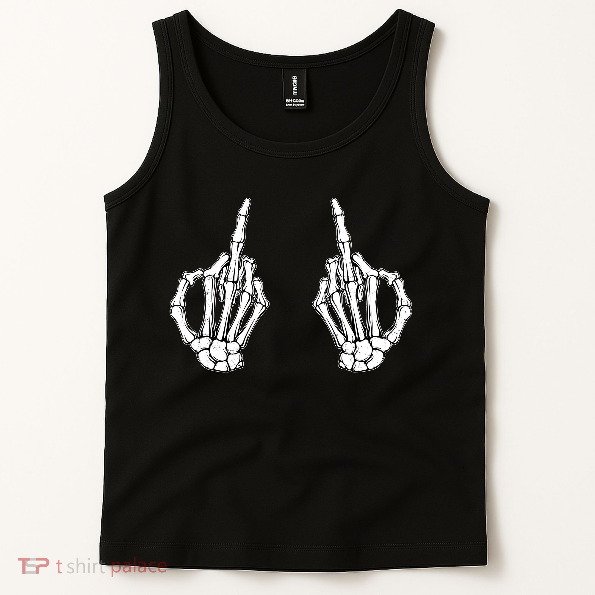 Funny Skeleton Bones Middle Finger Hands Tank Top