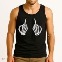 Funny Skeleton Bones Middle Finger Hands Tank Top thumb 3