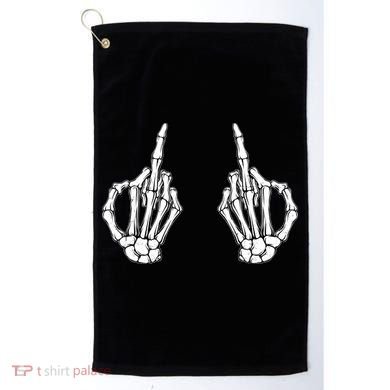 Funny Skeleton Bones Middle Finger Hands Golf Towel