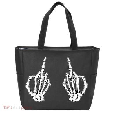 Funny Skeleton Bones Middle Finger Hands Tote Bag