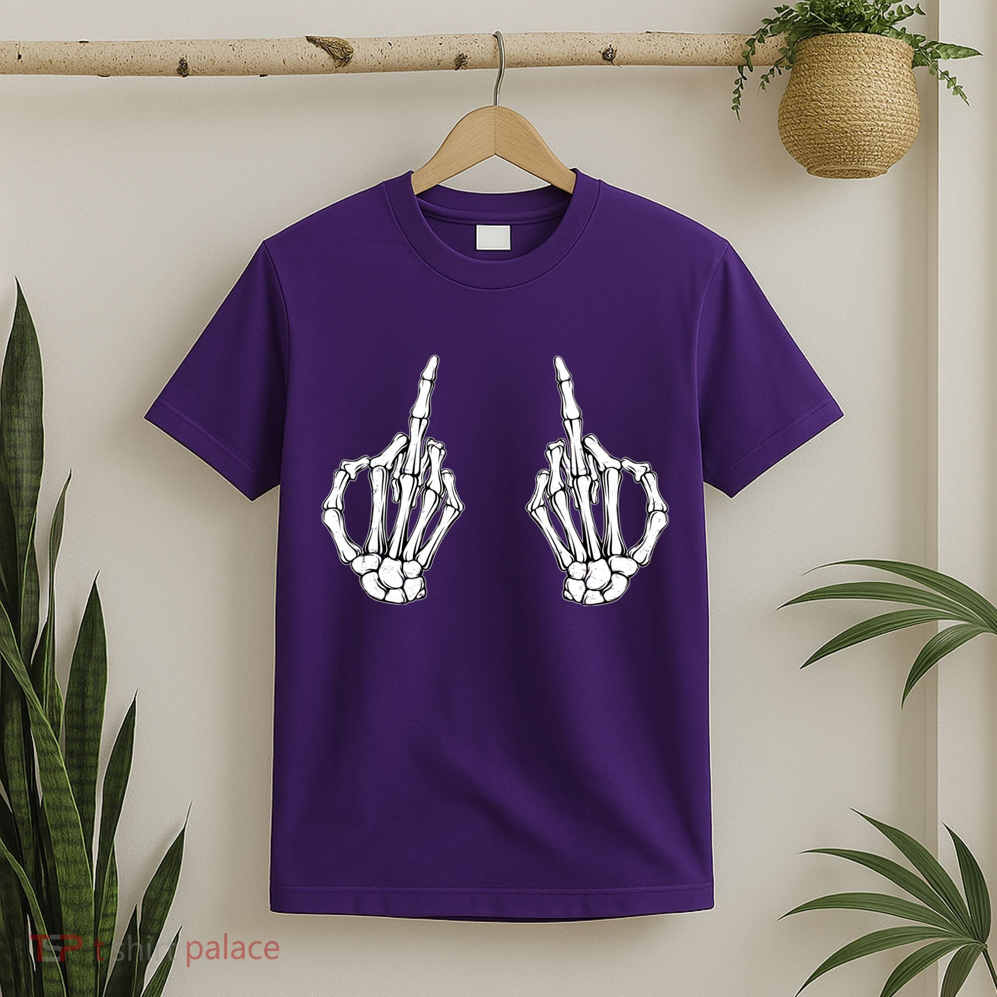 Funny Skeleton Bones Middle Finger Hands T-Shirt
