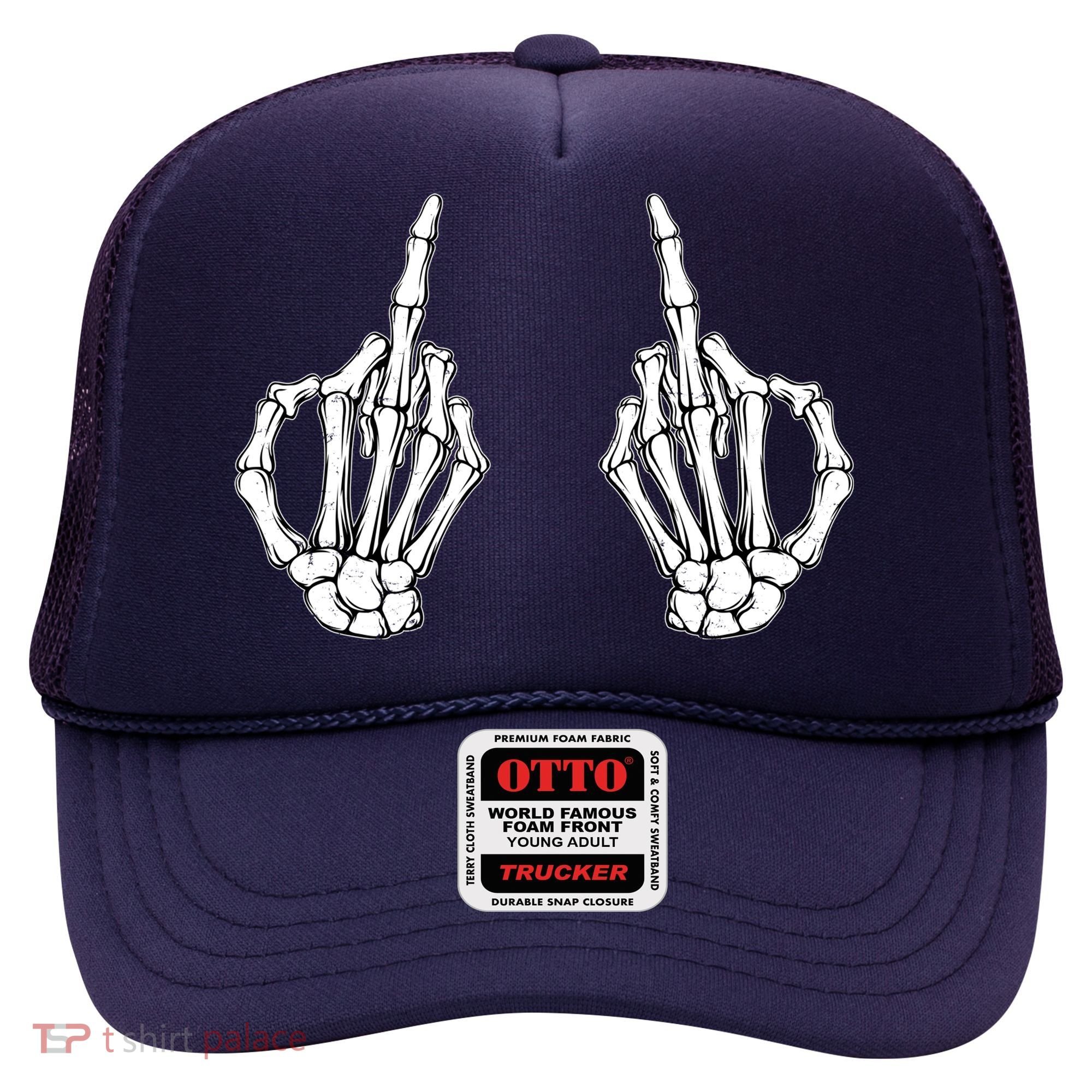 Funny Skeleton Bones Middle Finger Hands Hat
