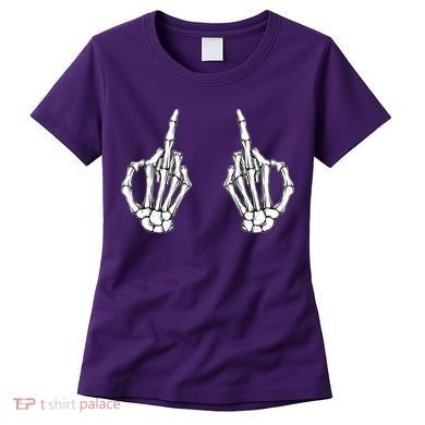 Funny Skeleton Bones Middle Finger Hands Women's T-Shirt