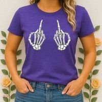 Funny Skeleton Bones Middle Finger Hands Women's T-Shirt thumb 2