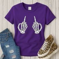 Funny Skeleton Bones Middle Finger Hands Women's T-Shirt thumb 3