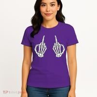Funny Skeleton Bones Middle Finger Hands Women's T-Shirt thumb 4