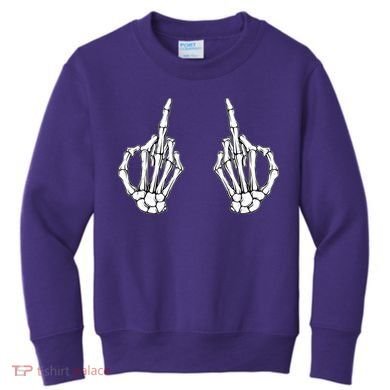 Funny Skeleton Bones Middle Finger Hands Kids Sweatshirt