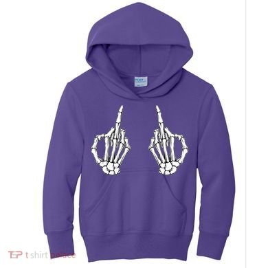 Funny Skeleton Bones Middle Finger Hands Kids Hoodie