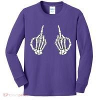Funny Skeleton Bones Middle Finger Hands Kids Long Sleeve Shirt thumb 0