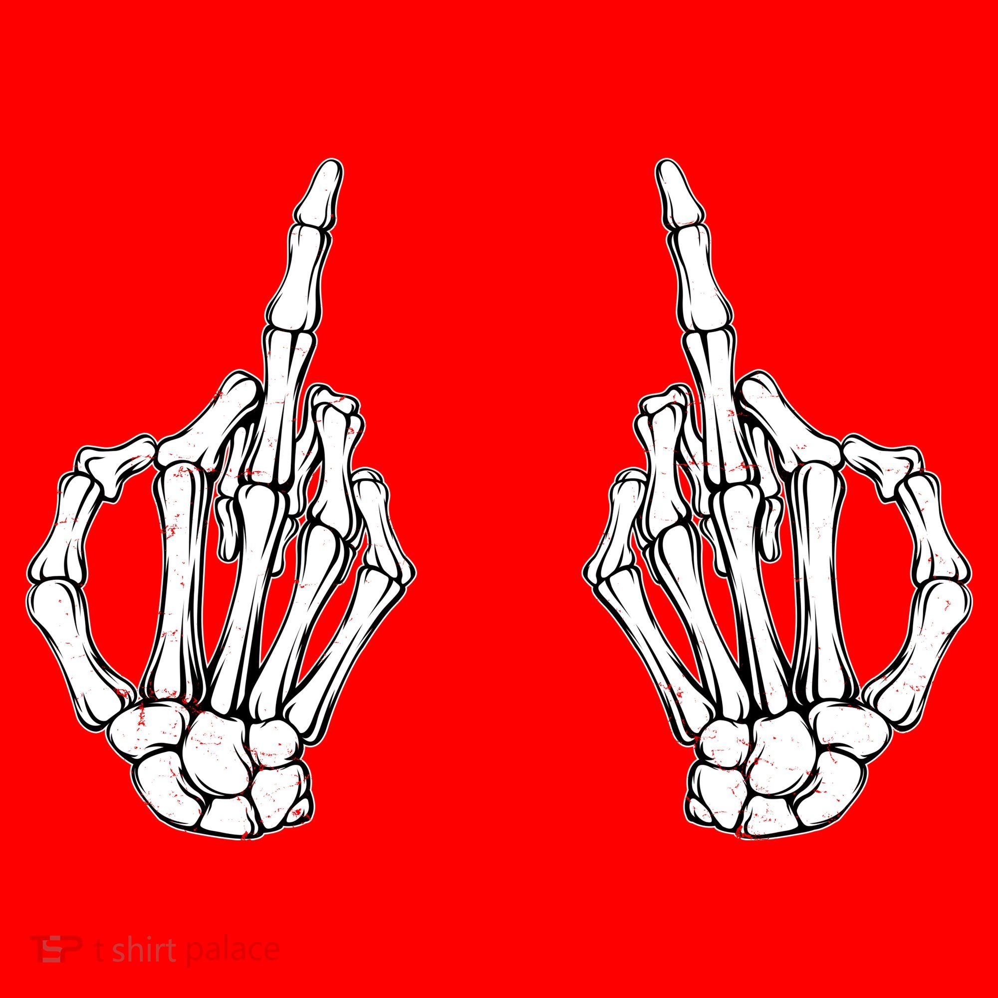 Funny Skeleton Bones Middle Finger Hands Santa Hat