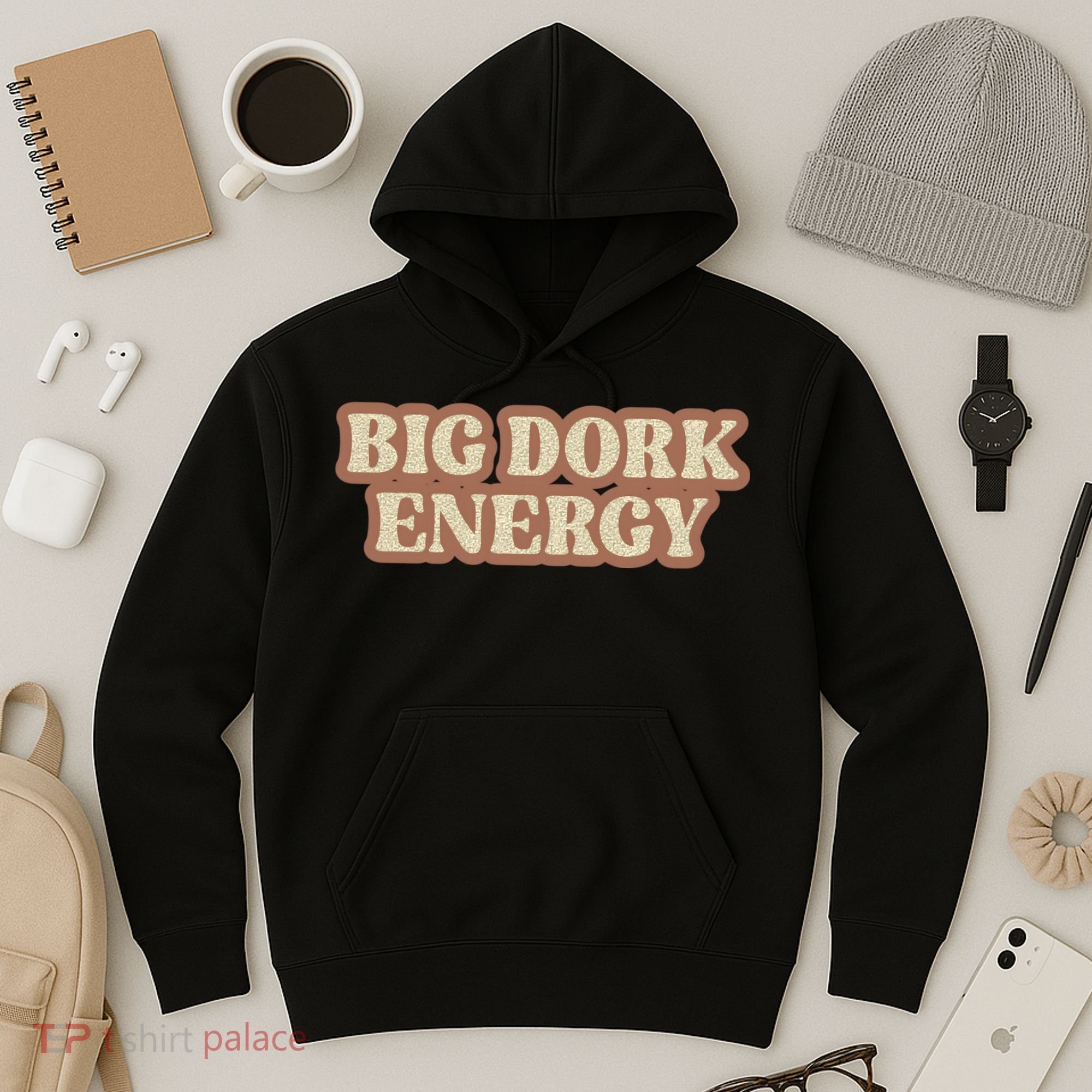 Funny Saying Big Dork Energy 70s Retro Style Hoodie