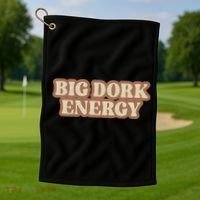 Funny Saying Big Dork Energy 70s Retro Style Golf Towel thumb 1
