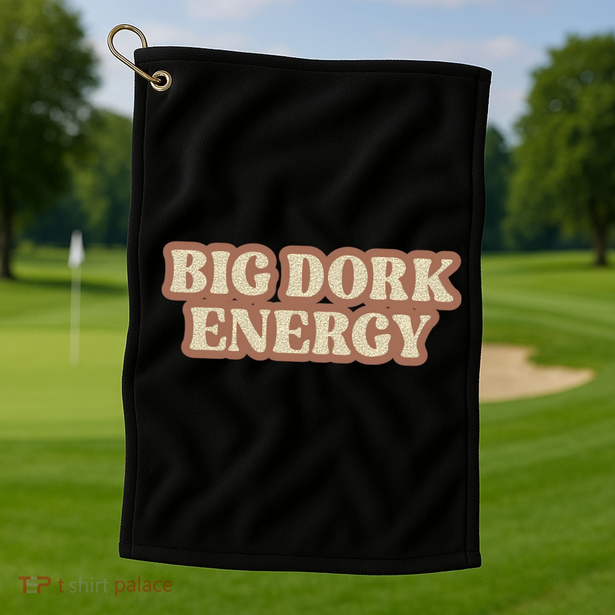 Funny Saying Big Dork Energy 70s Retro Style Golf Towel