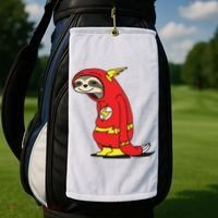 Flash Sloth Cool Nerd Gift For Him Golf Towel thumb 2