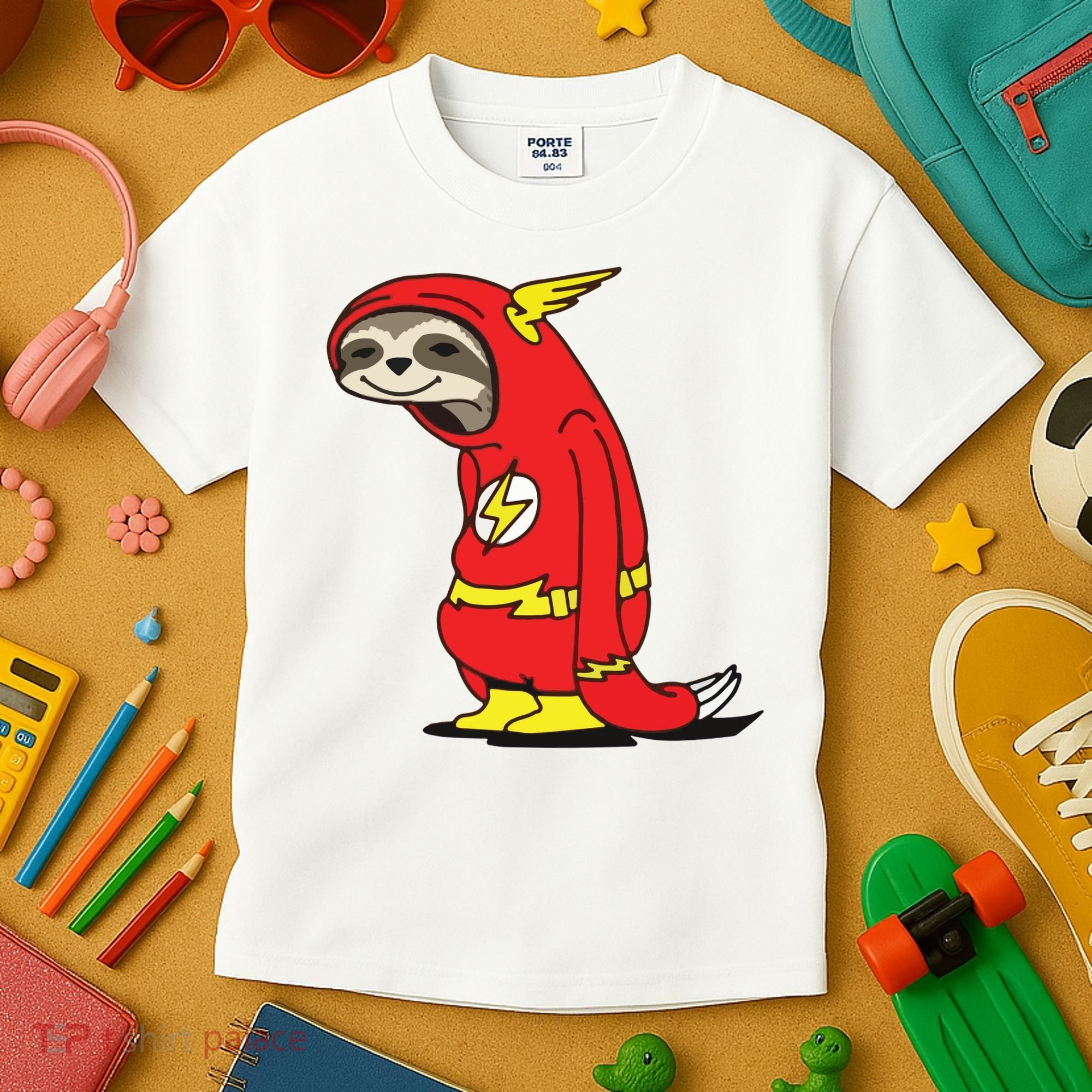 Flash Sloth Cool Nerd Gift For Him Kids T-Shirt