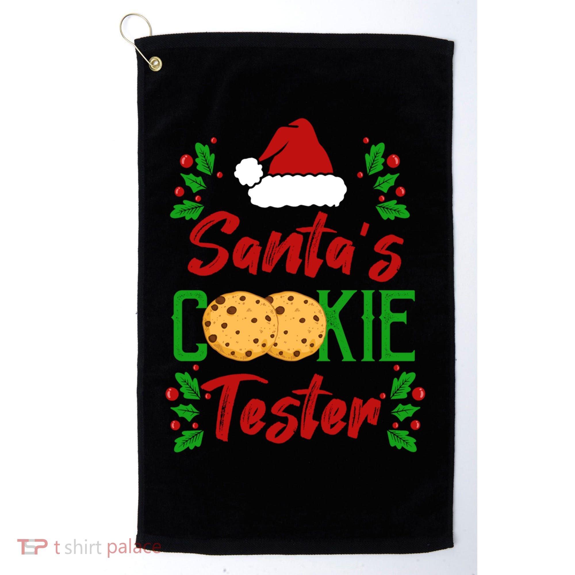 Funny SantaS Cookie Tester Christmas Cookies Taste Test Gift Golf Towel