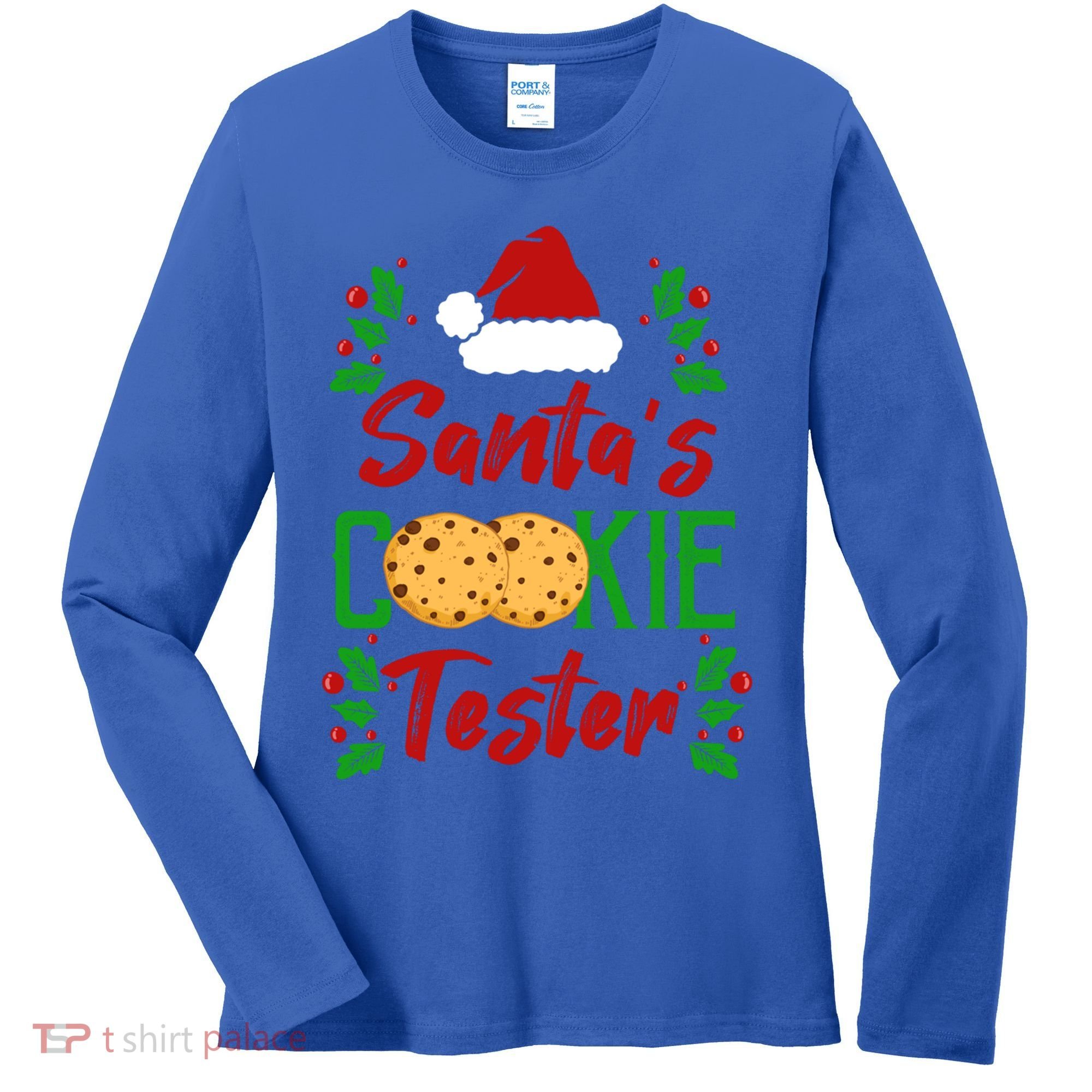 Funny SantaS Cookie Tester Christmas Cookies Taste Test Gift Women's Long Sleeve Shirt