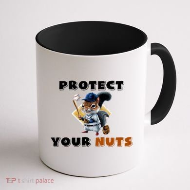 Funny Squirrel Catcher Protect Your Nuts Baseball Gift Coffee Mug back