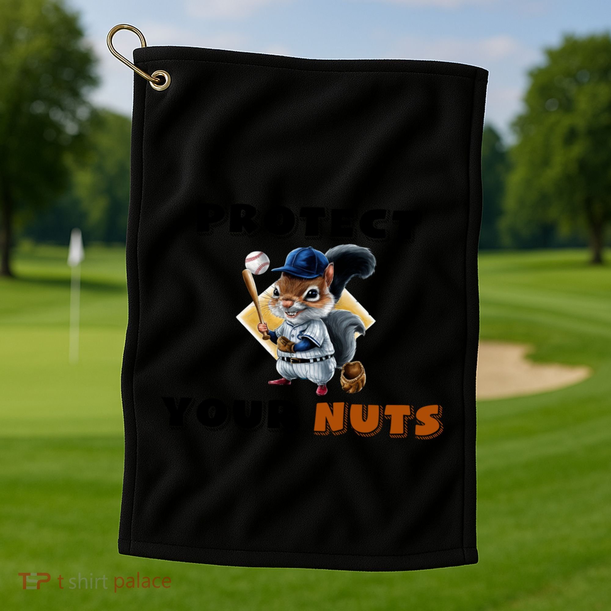 Funny Squirrel Catcher Protect Your Nuts Baseball Gift Golf Towel