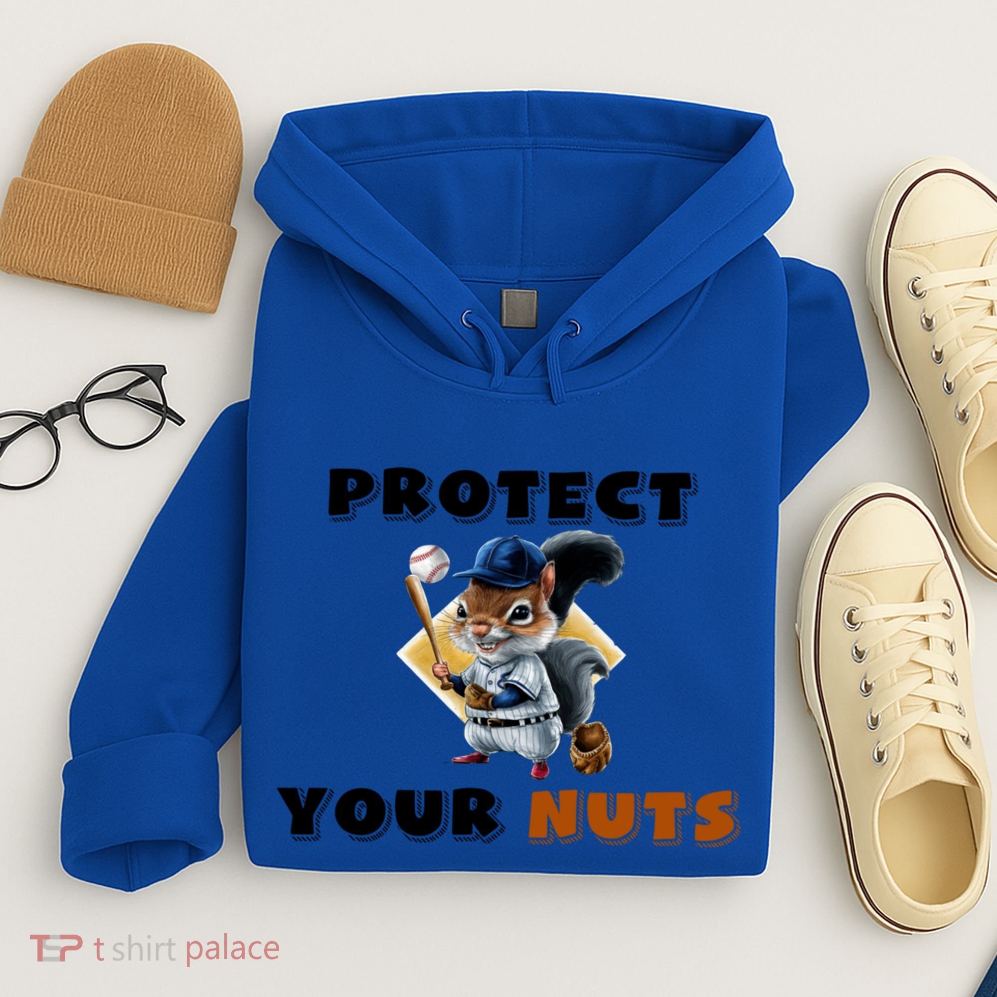 Funny Squirrel Catcher Protect Your Nuts Baseball Gift Hoodie