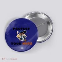 Funny Squirrel Catcher Protect Your Nuts Baseball Gift Button thumb 0