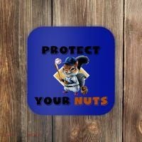 Funny Squirrel Catcher Protect Your Nuts Baseball Gift Coaster thumb 0