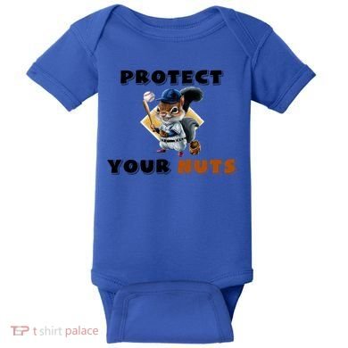 Funny Squirrel Catcher Protect Your Nuts Baseball Gift Baby Bodysuit