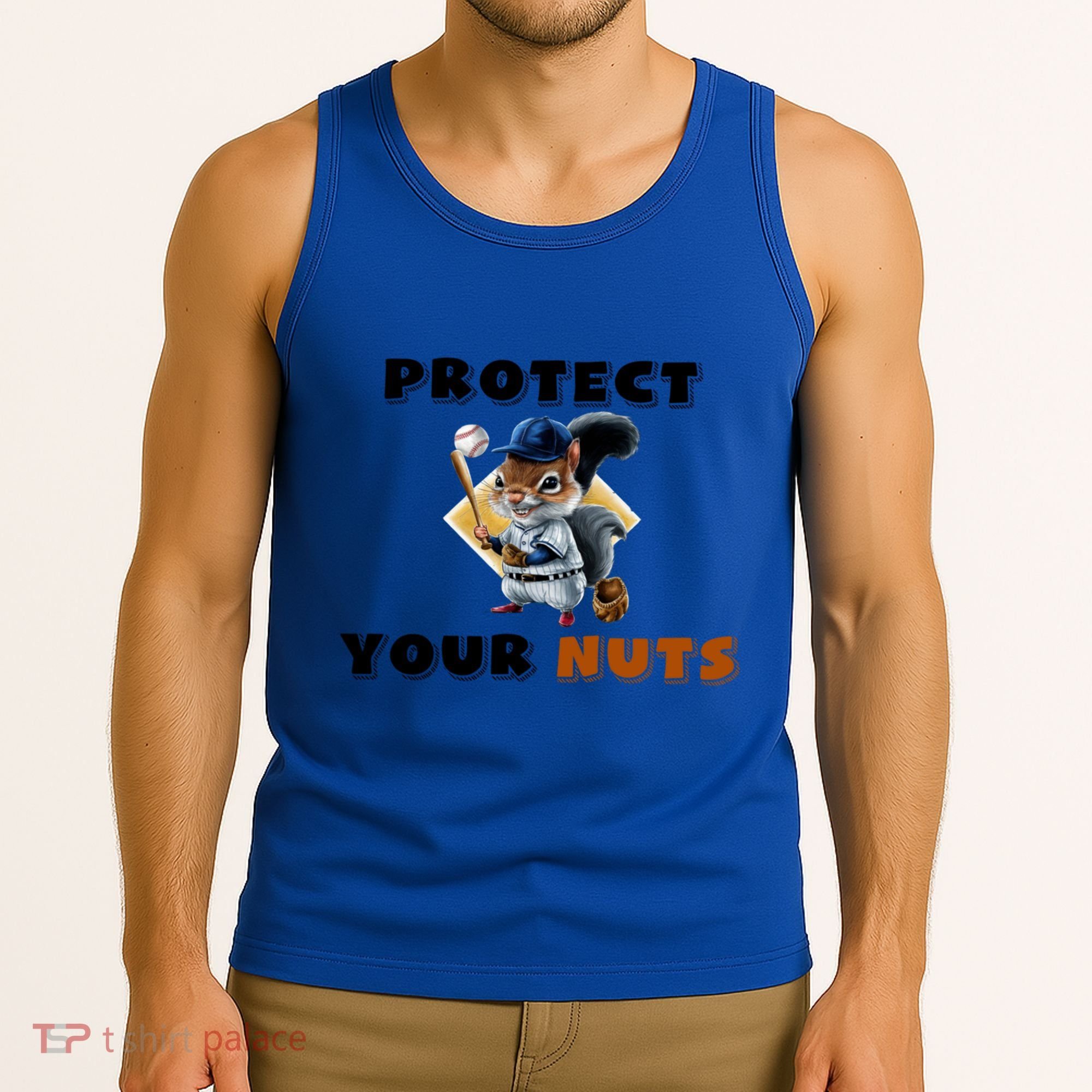 Funny Squirrel Catcher Protect Your Nuts Baseball Gift Tank Top