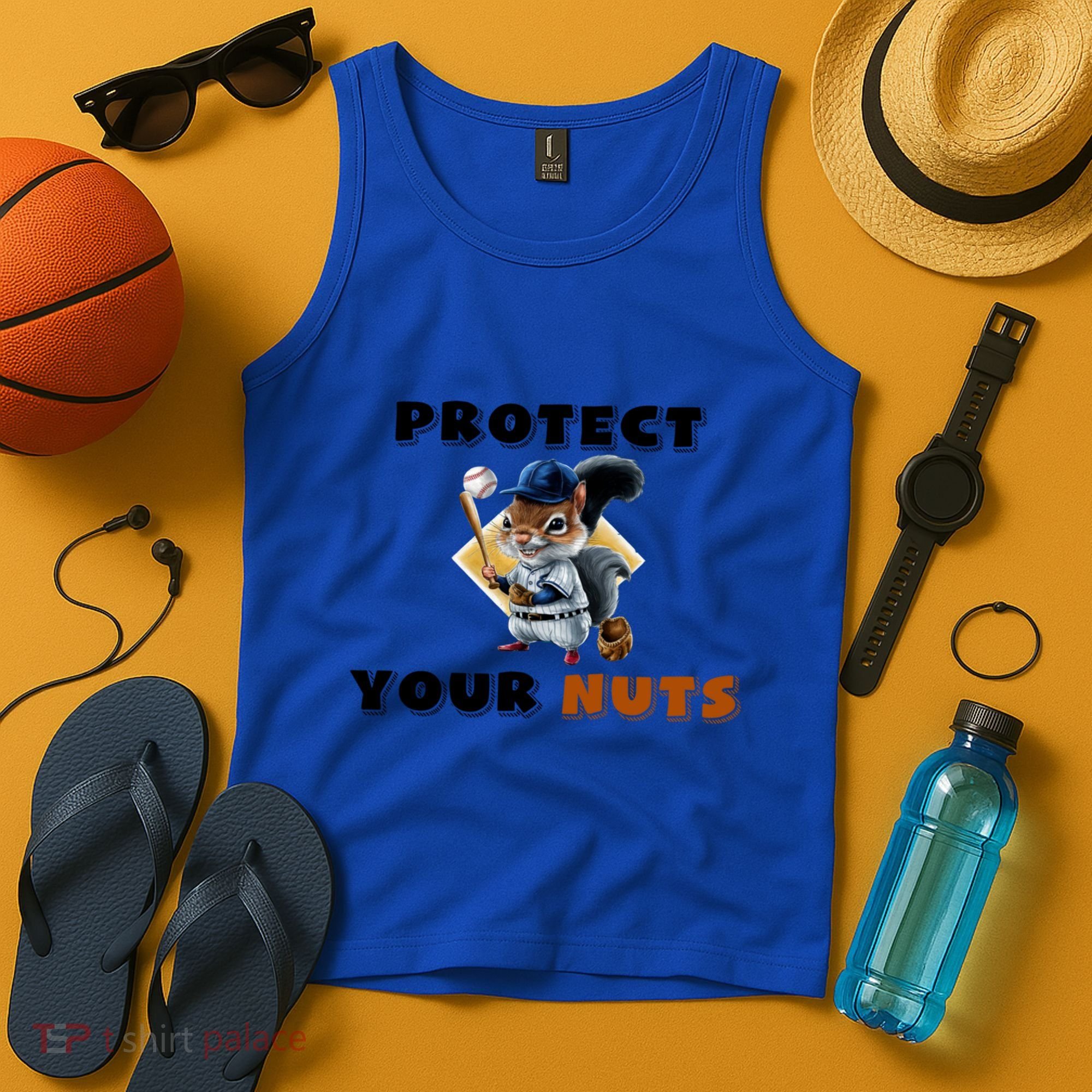 Funny Squirrel Catcher Protect Your Nuts Baseball Gift Tank Top