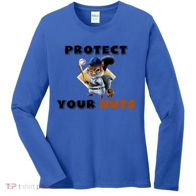 Funny Squirrel Catcher Protect Your Nuts Baseball Gift Women's Long Sleeve Shirt