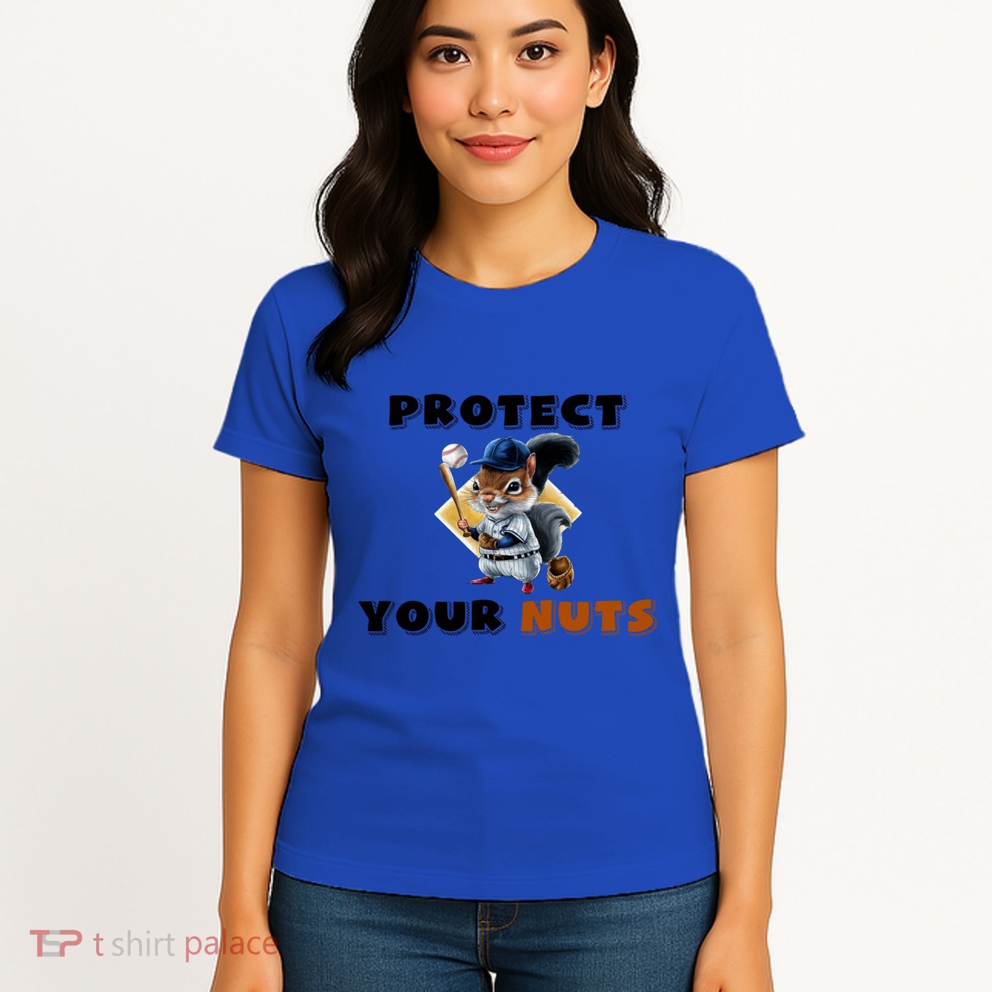 Funny Squirrel Catcher Protect Your Nuts Baseball Gift Women's T-Shirt