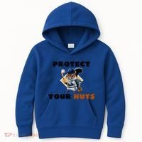 Funny Squirrel Catcher Protect Your Nuts Baseball Gift Kids Hoodie thumb 0